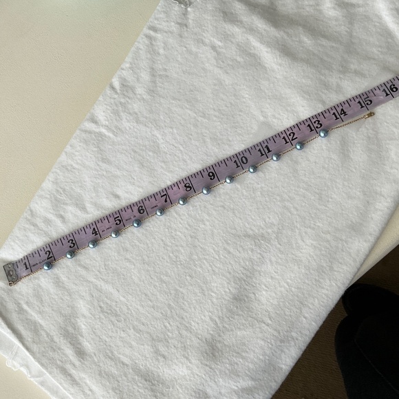 VINTAGE 14K Gold Blue Pearl Tin Cup Necklace - Picture 8 of 16